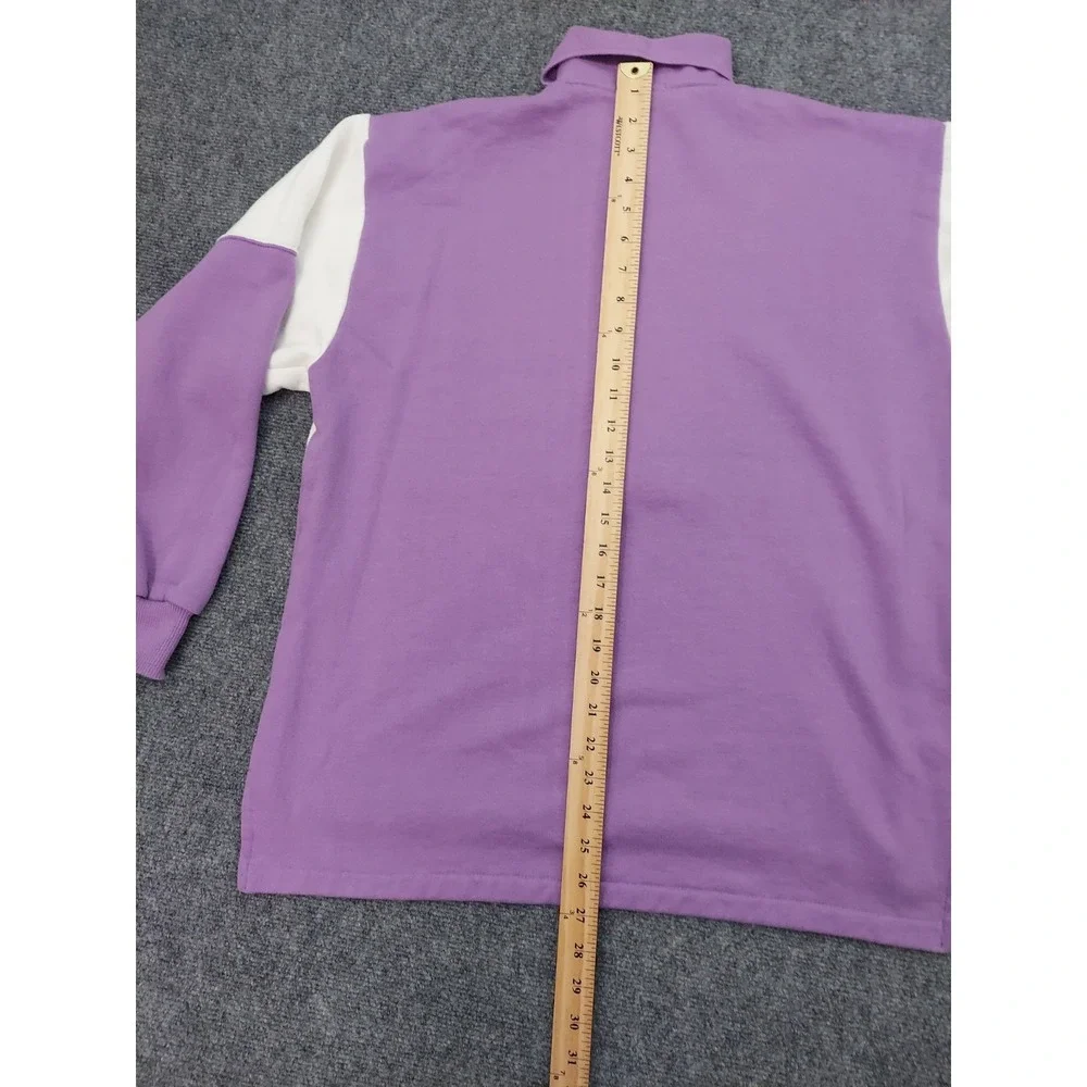 Vtg Izod Lacoste Rugby Shirt Mens Large Purple Stripe Logo Croc Button